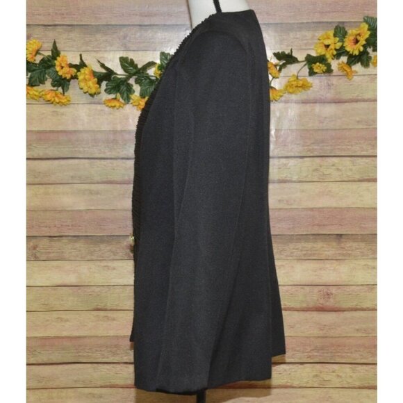 Vintage 2 Piece Black Suit Jacket & Skirt Pearl Button Size 16 Classy Old Money - Picture 5 of 13